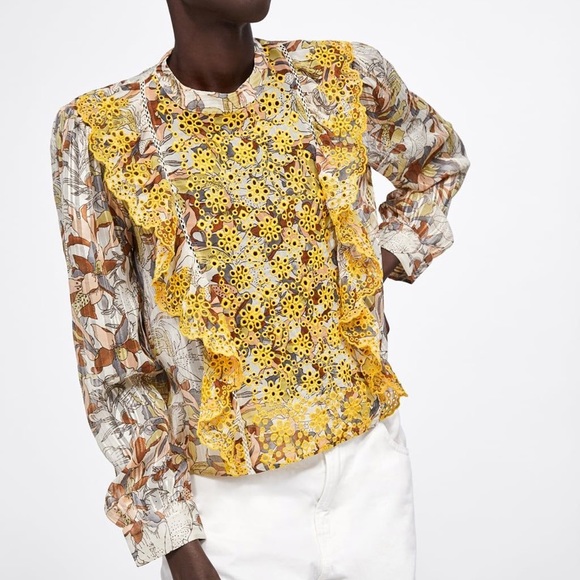 NWT EMBROIDERED FLORAL PRINT BLOUSE ZARA - Picture 6 of 6